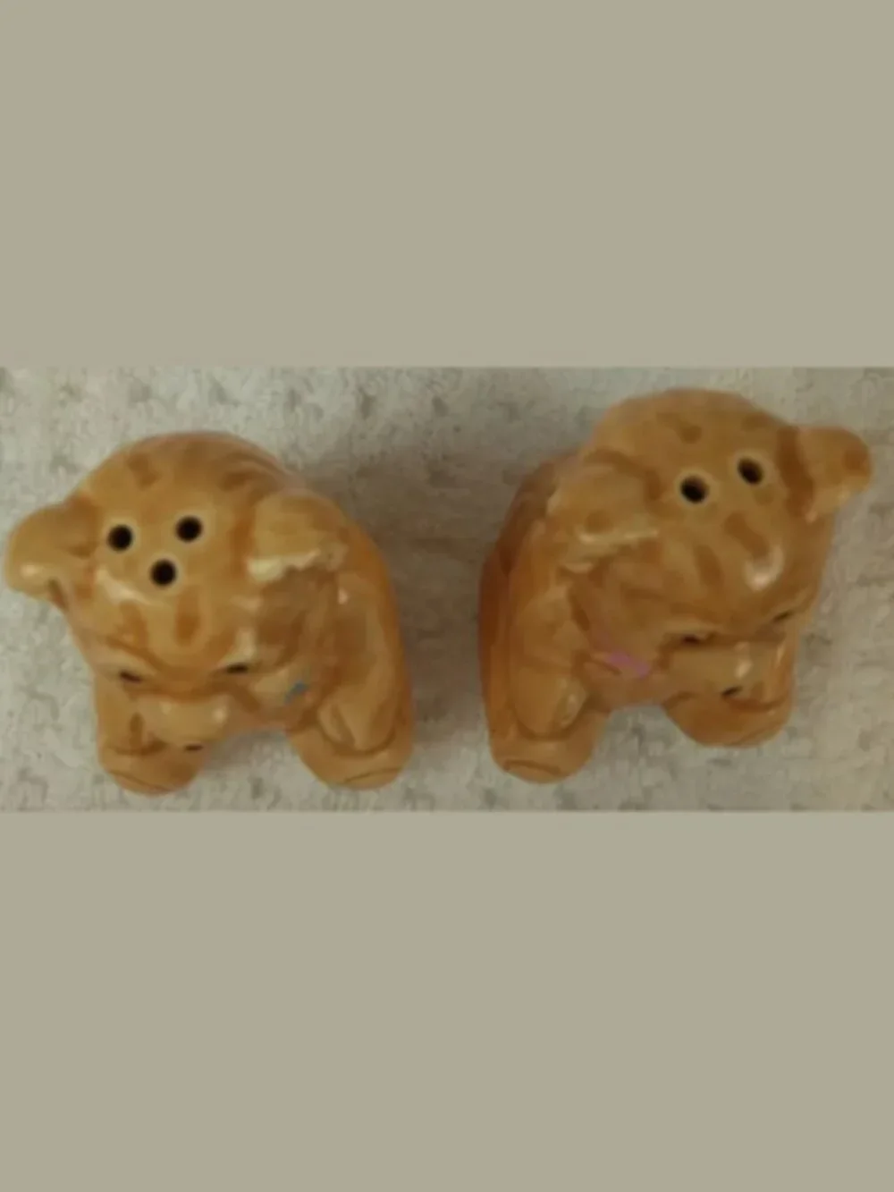 Vintage Ceramic‎ Teddy Bear Bows Salt Pepper Shakers 2.5